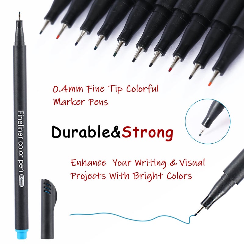 RIANCY أقلام سيفا الملونة من RIANCY لتدوين الملاحظات، عبوة 24 قلم فائق الدقة لمستلزمات المكتب والمدرسة والمعلمين والطلاب، أدوات كتابة تخطيط المجلات، مستلزمات العودة إلى المدرسة، أقلام ذات رأس رفيع - Image 3